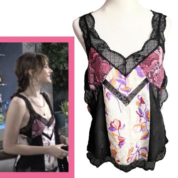 Zadig & Voltaire Chou Mix Patchwork Silk Blend Lace Cami ASO Tessa Porter $378 - Picture 1 of 15